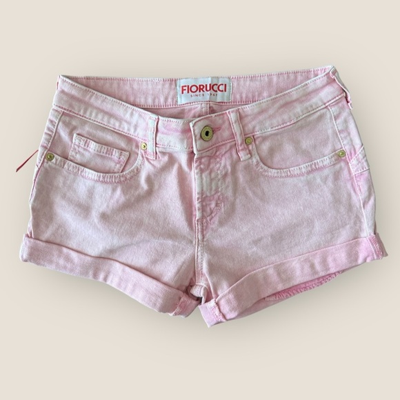 Fiorucci | Pink Denim Cuffed Shorts | Size 27 | NWT - Picture 1 of 10